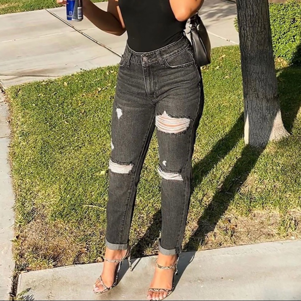 Black fashion nova mom jeans